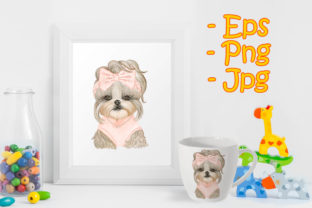 Adorable Puppy Dog Cute with Ribbon Illustrations for Local Branding