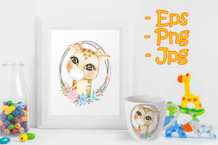 Baby Giraffe Adorable with Floral – A Soft Touch for Branding and Print Projects