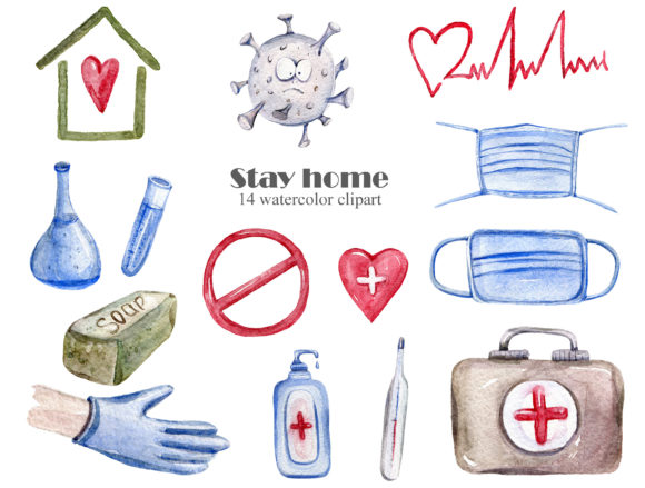 Coronavirus Clipart. Quarantine Digital: Illustrations for Timely Brand Messaging