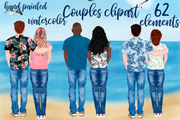 Couples Clipart Custom People Rear Illustrations for Modern Branding