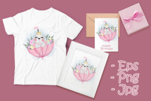 Cute Easter Bunny on Umbrella Nursery Illustrations