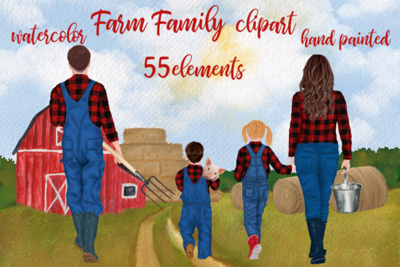 Farm Family Clipart: Cozy Illustrations for Lifestyle Blogging and Content Publishing