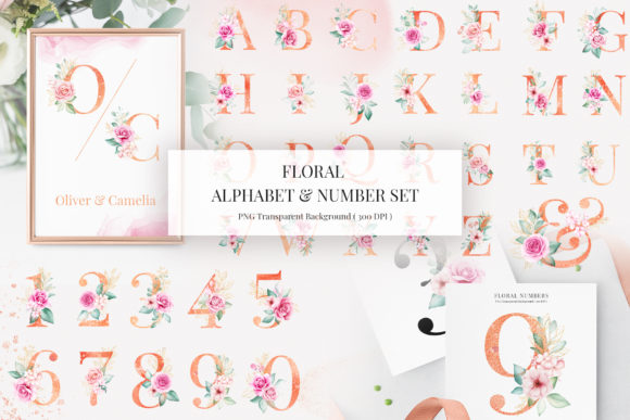 Floral Alphabet & Number Clipart for Modern Editorial Design