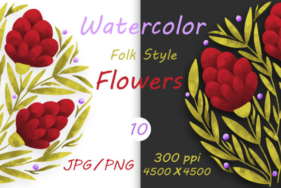Folk-Inspired Floral Illustrations for Handmade Craft Projects