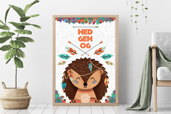 Hedgehog Nursery Art Woodland Animal Illustrations for Branding