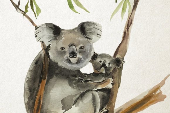 Mother and Baby Koalas Illustrations for Real Crafting Magic