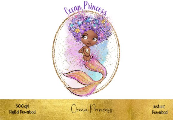 Ocean Princess Mermaid Illustrations for Coastal Branding and Product Packaging