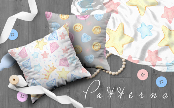 Patterns. Pastel Gentle Stars Unicorns