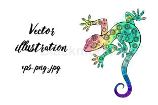 Rainbow Gecko: Vibrant Illustrations for Brands