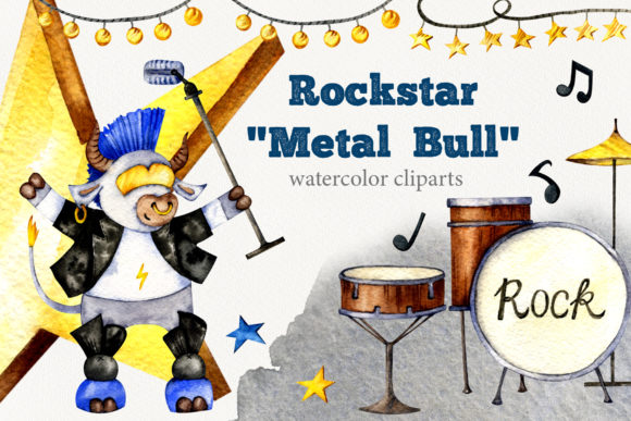 Rockstar Metal Bull Illustrations: Bold Design for High-Energy Branding