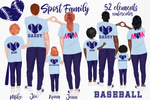 Sport Family Clipart, Baseball Mom: A Lively Illustration for Family-Centric Branding