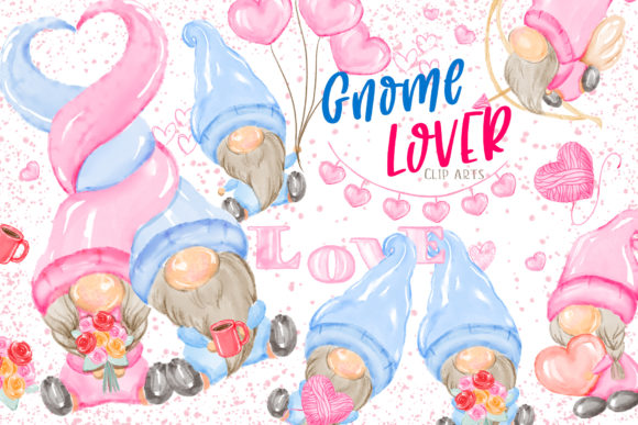 Valentine's Gnome Lover Clipart: Cute Illustrations for Crafty Love Projects