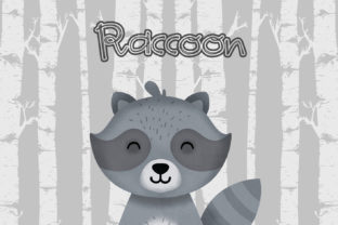 Woodland Whimsy: Raccoon Nursery Art in Illustration Form